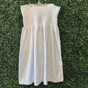 BE CREATIVE SMOCKED STRAPLESS BEACH/POOL/SHOWER COVERUP/MINI DRESS